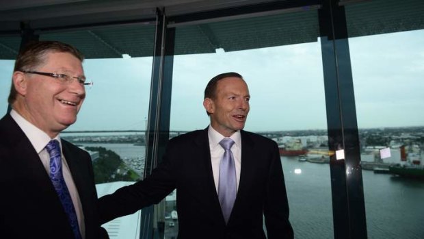 The Prime Minister Tony Abbott and the Victorian Premier Denis Napthine announce joint infrastructure spending on phase two of the East West Link last month.