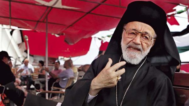 Faces eight years in jail ... Father Hilarion Capucci aboard MV Blue Marmara, in another attempt to return to Gaza.