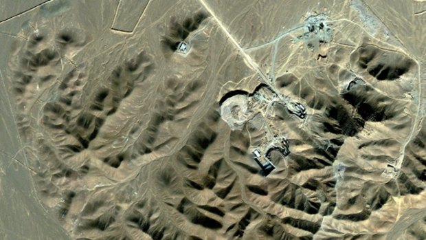 A satellite image of Iran's suspected nuclear facility at a military base near the holy city of Qom. The site was uncovered by Western intelligence.