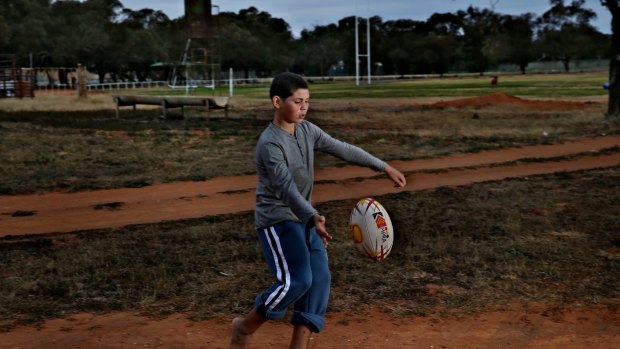 Making a difference: Wilcannia youngster Rashaun Harris-Wilson is one of many who play without football boots.