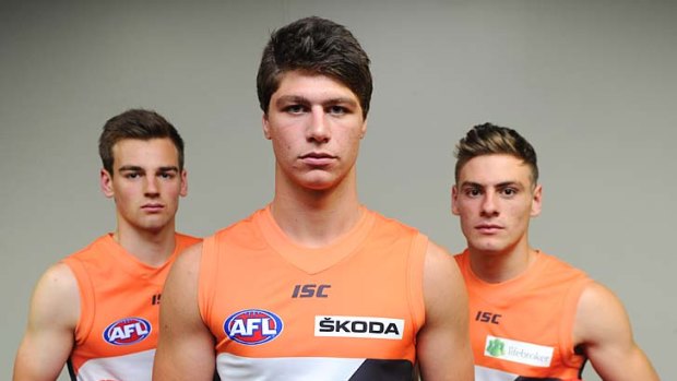 Good, better, West: It came as no surprise that the AFL's top three draft picks, pictured from left, Dom Tyson, Jonathon Patton and Stephen Coniglio were picked up by Greater Western Sydney Giants.
