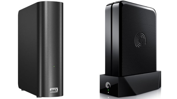 Close call ... Western Digital's 3TB My Book Live, left, and Seagate's 3TB GoFlex Home.