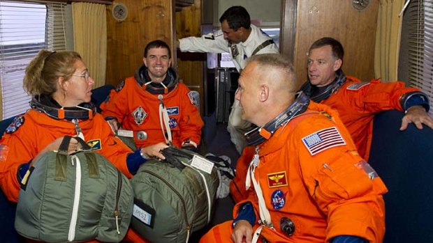 The STS-135 crew, clockwise: Sandra Magnus, mission specialist; Rex Walheim, mission specialist; Chris Ferguson, commander and Doug Hurley, pilot.