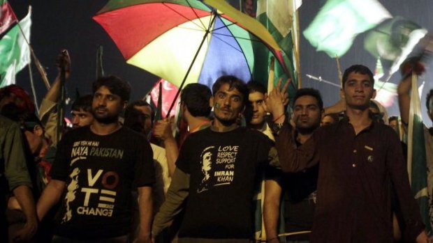 Challenge: Supporters of Imran Khan take part in an anti-government rally in Islamabad. 