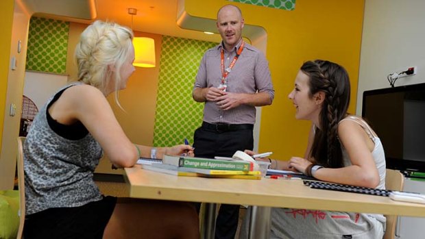 Jessie Webster and Sophie Mould (left) at the Royal Children's Hospital.