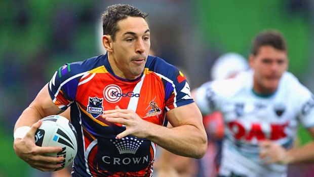 Lucky break &#8230; Billy Slater makes a break during the Storm's win over the Panthers.