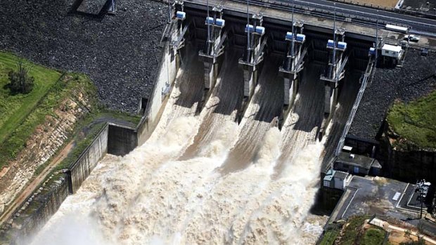 Wivenhoe Dam during a water release