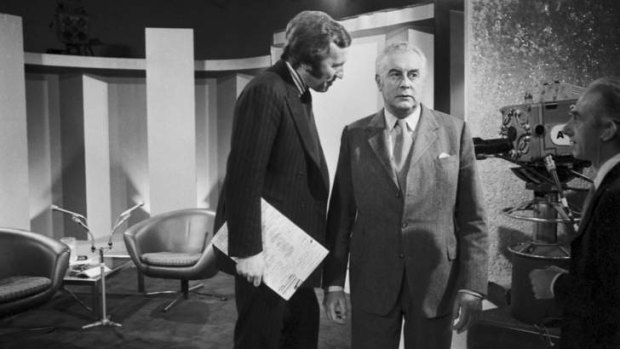 Australian connection: David Frost talks with then Australian prime minister Gough Whitlam, at the ATN 7 Studios in Epping, Sydney, in 1973.