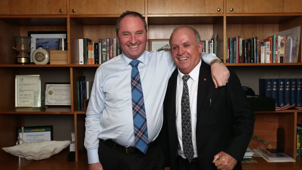 Nationals senator John Williams (right) has defended Barnaby Joyce over his use of helicopters, saying he's "done absolutely nothing wrong".