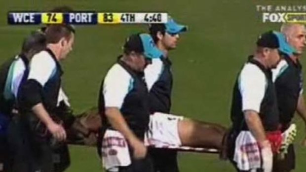 Jacob Surjan is stretchered off at Subiaco.
