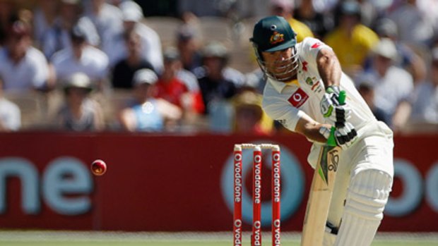 Ricky Ponting nicks a ball from England's James Anderson to Graeme Swann to lose his wicket.