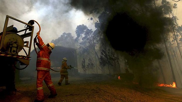 Firefighters battle a fire at Clarence, Lithgow.