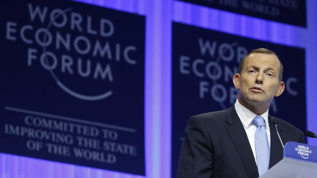 Prime Minister Tony Abbott has attacked Labor's stimulus spending during the GFC in his speech to the World Economic Forum in Davos, Switzerland.