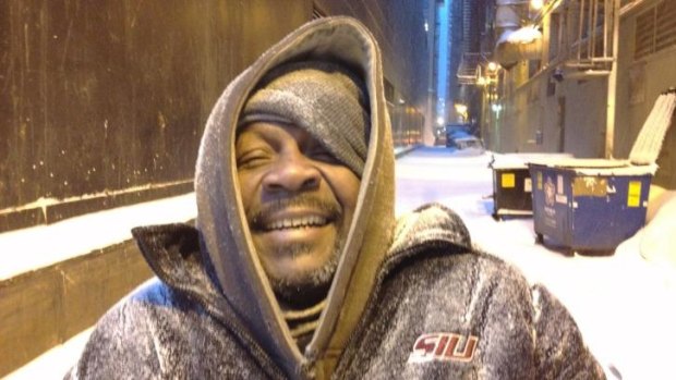 Braving the cold: Chicago man Clifton Jackson, who is homeless and at the mercy of the extreme weather.