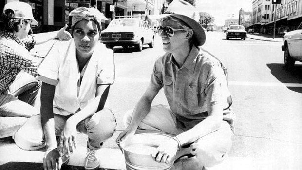 Brilliant opportunity: Joelene King 30 years ago on Broadway with David Bowie where she was filmed scrubbing the road.