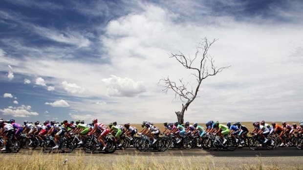 Scenic ... riders compete on the road between Templers and Freeling in South Australia during stage one of the 2012 Tour Down Under.