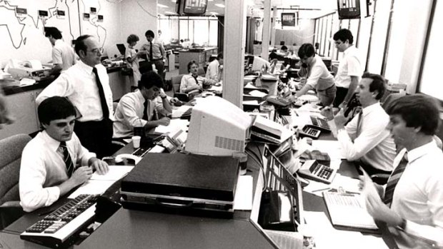 Players: Scenes at Westpac bank's foreign exchange division in Martin Place in 1983.