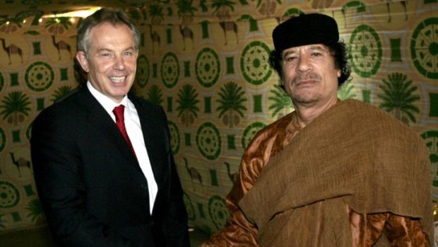 Tony Blair and Moammar Gaddafi in 2007.