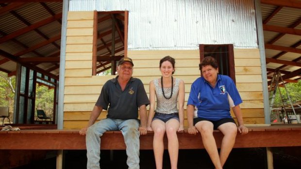 Hannah Robertson (centre) helped design the unique home of Lawrie Gibson (left) and Doreen Hart.
