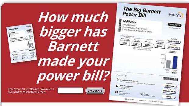 The state opposition's latest online stunts invites the WA public to see exactly how much Colin Barnett has increased its power bills by.