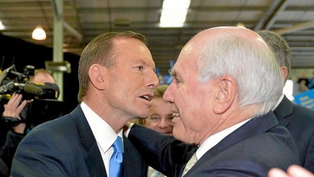 Opposition leader Tony Abbott likes what he hears from former PM John Howard.