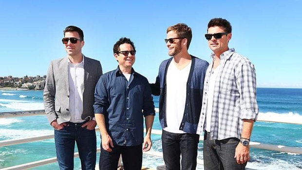 Beach trek: Zachary Quinto, J.J. Abrams, Chris Pine and Karl Urban.