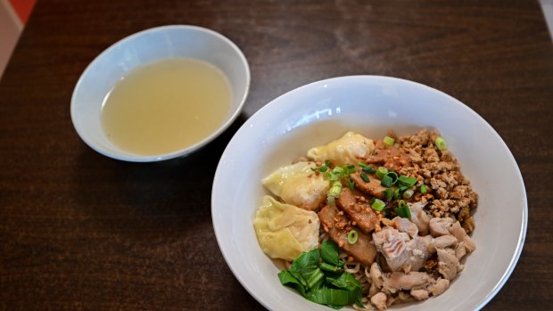 Mie medan (noodles with pork etc), -PBK Noodles in Clayton. 16th November 2022, The Age news Picture by JOE ARMAO Photo Joe Armao