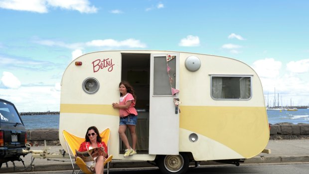 Family classic: Vintage caravan owner Felicity Young with her daughter, Zara.
