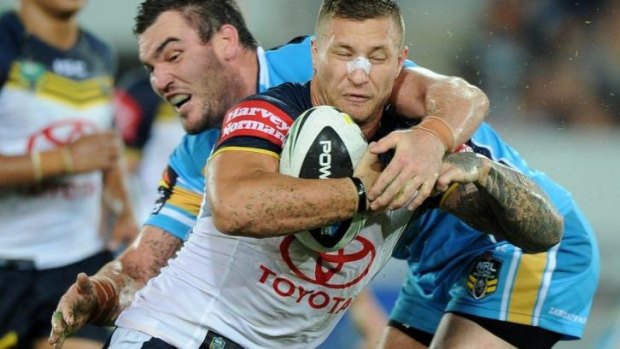 Tariq Sims of the Cowboys in action during round four.