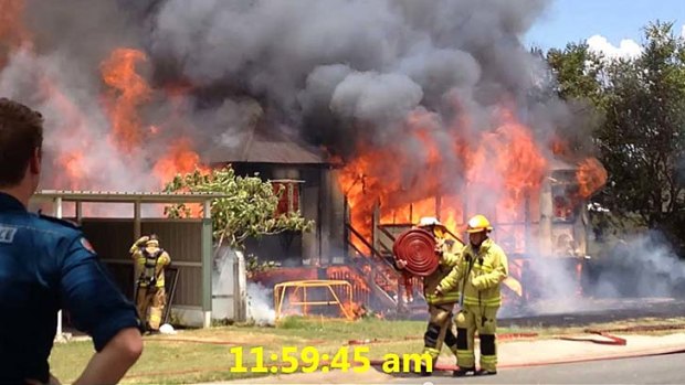 Images from the incident show the time and firefighters' progress.