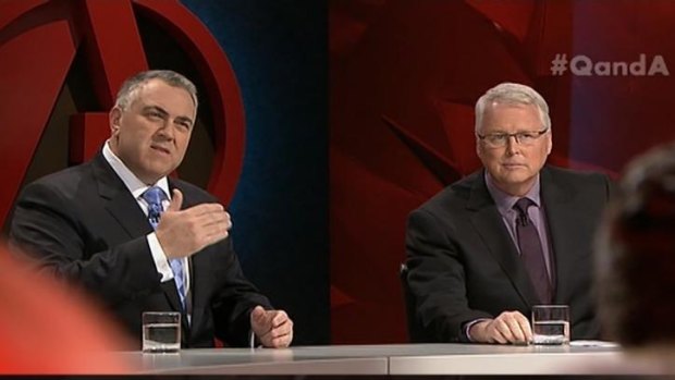 One-man show: Joe Hockey's solo appearance on Q&A garnered him many challenges to overcome.