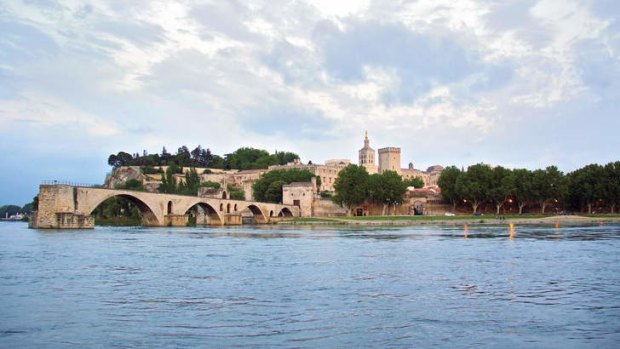 Avignon's famous bridge from the water.