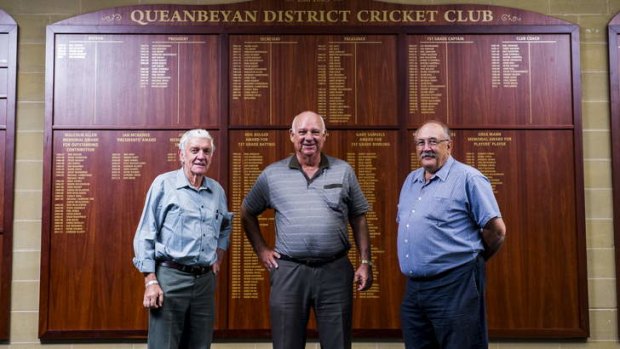 Queanbeyan Cricket Club veterans Col Berry, Mel Johnson and Steve Bailey ahead of the club's 150th birthday celebrations.