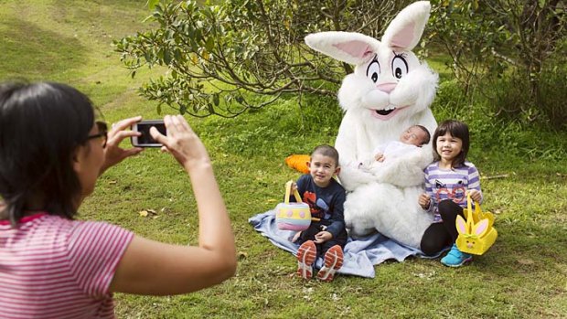 The ears have it: The Clonaris family from San Souci at the Easter egg hunt in Centennial Park on Saturday.