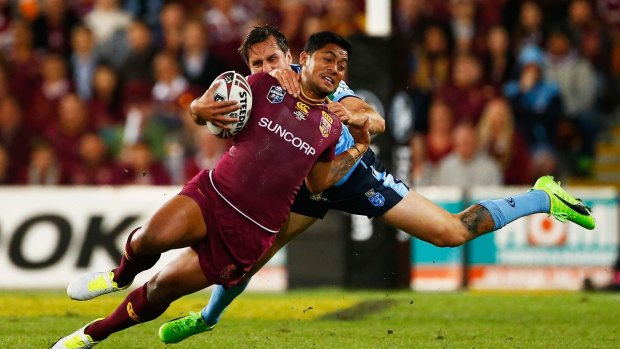 Forced off early: Anthony Milford's Origin debut ended prematurely when he left with a head knock.