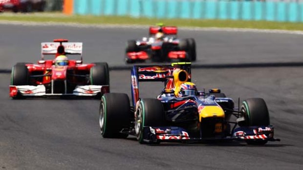 Mark Webber in action in the Hungary F1 race.