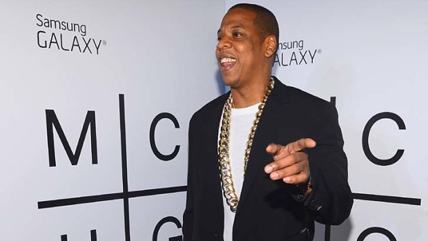 The one per cent: Jay Z at the album launch in Brooklyn, New York.