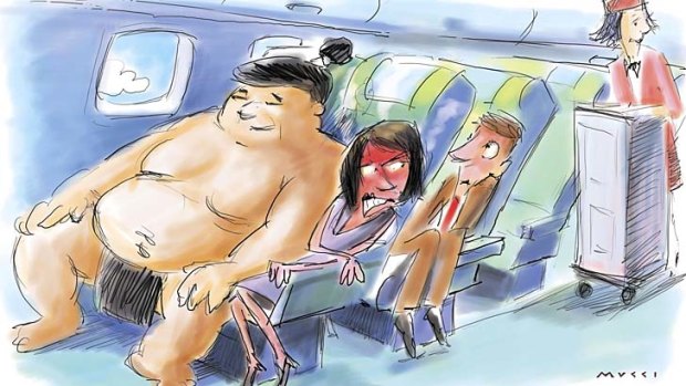 A Norwegian business professor has proposed that air travellers should have to pay more if they weigh more. Illustration: Michael Mucci