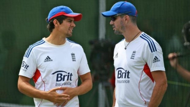 Alastair Cook and Kevin Pietersen have a chat ahead of the Boxing Day Test last year.