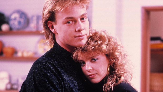 Jason Donovan and Kylie Minogue in <i>Neighbours</i> in the late 1980s.