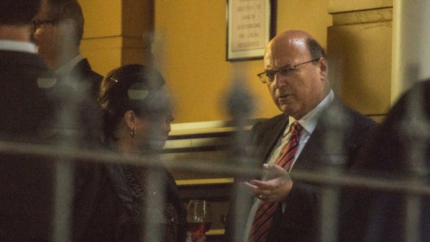 Liberal Senator Arthur Sinodinos arrives as the guest speaker at a  Liberal Party fundraiser at Rose Bay. 