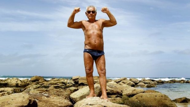 Bronzed and buff: Nick Iliopolous, 83, believes his daily Bronte Beach routine keeps him in shape. 