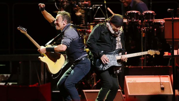 High energy ...  Bruce Springsteen and Steve Van Zandt performing live on stage on Wednesday night in Sydney.