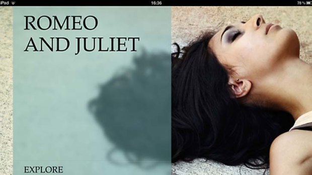 A screenshot of the <em>Romeo and Juliet</em> iPad app.