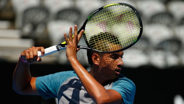 Rising star: Nick Kyrgios in training on Friday.