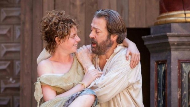 Miranda (Jessie Buckley) and Prospero (Roger Allam) in Shakespeare's Globe production of <i>The Tempest</i>. 