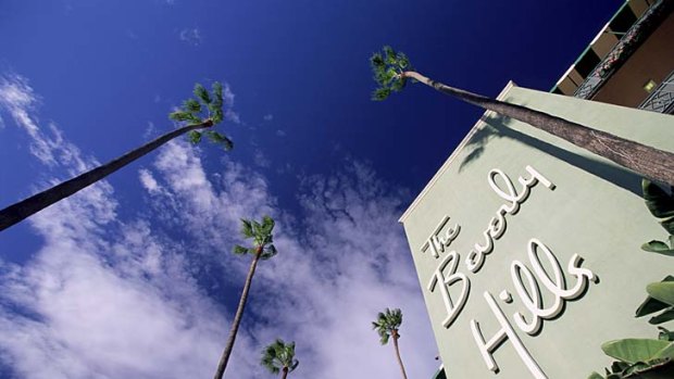 Blue skies and towering palms ... the Beverly Hills Hotel.