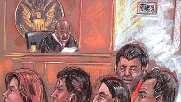 Five of the suspected Russian spies are depicted in a New York courtroom drawing. PICTURE: AFP