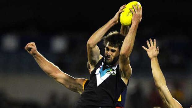 Justin Westhoff took ten marks and booted two goals against Adelaide in round four.