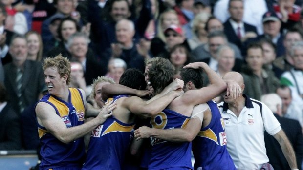 The Eagles celebrate moments after the siren.